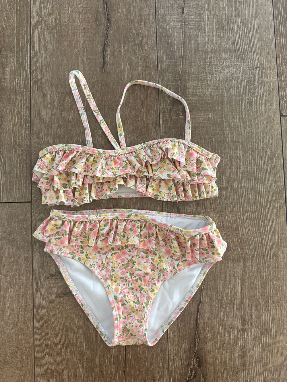 Janie and Jack Pink Floral Ruffle Two-Piece Bikini